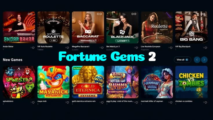 Fortune Gems 2 casino presented on mobile device in Pakistan with slots and live games